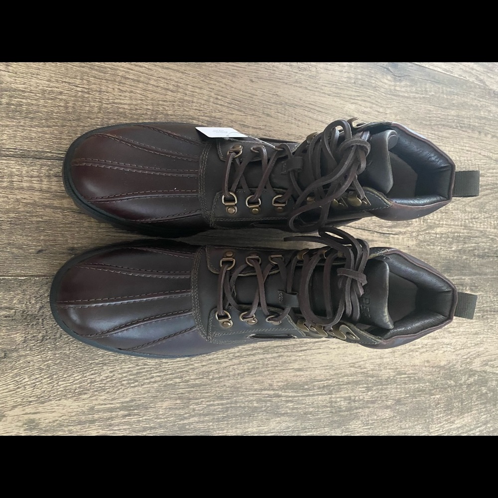 Sperry Top-Sider Mens 11 Watertown Brown Leather Lace Up Duck Rain Boots Size 9